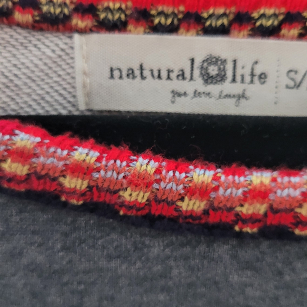 NATURAL LIFE Gray Sweater with Red and Pink Accents - Picture 4 of 4